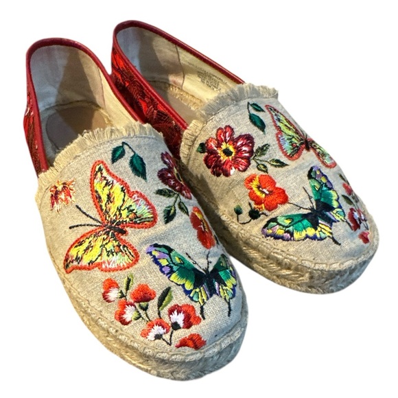 Johnny Was Shoes - Johnny Was Osaka Espadrille Platform Butterfly Floral Embroidered Size 8.5